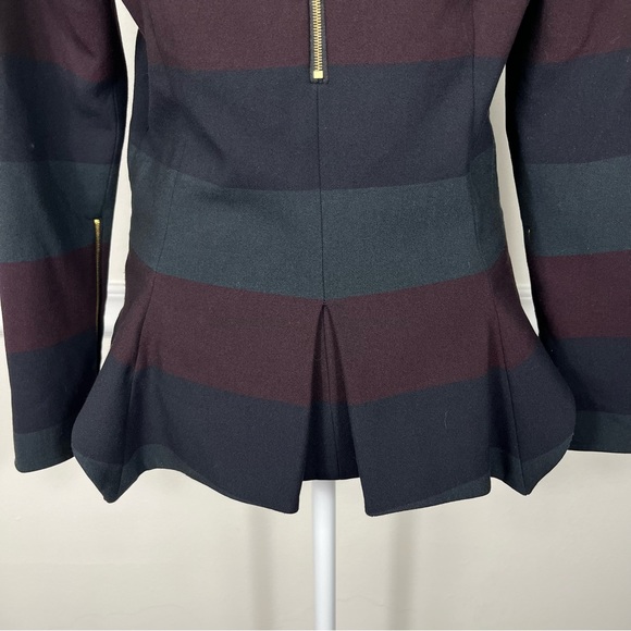 FEMME D'ARMES Striped Crew Neck Long Sleeve High Low Top Zipped Cuffs Size Small - Picture 4 of 10